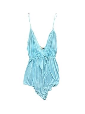 Vintage 1960s Repose Union Made Body Suit Satin Blue Size Large